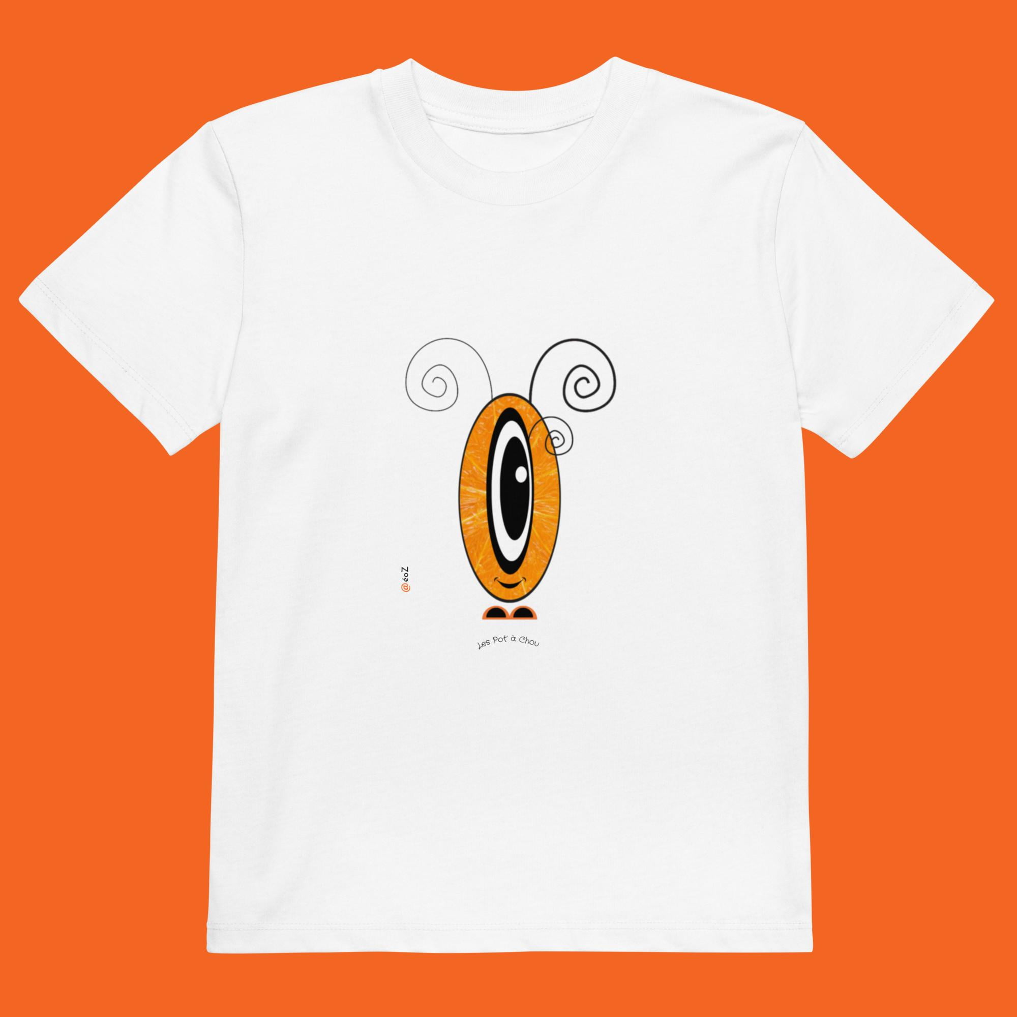 T-shirt Les Pot’ à Chou fruité orange en coton Bio