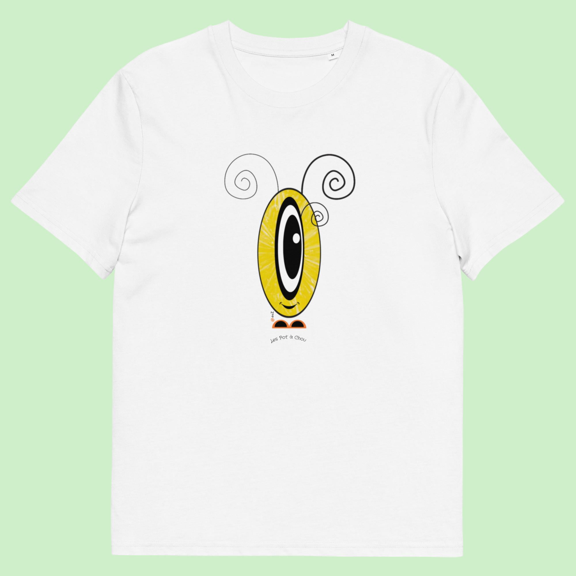 T-shirt unisexe blanc Les Pot’ à Chou fruité citron en coton Bio