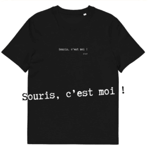 T-shirt unisexe noir Eoz Créations Originales « Souris c’est moi » en coton biologique