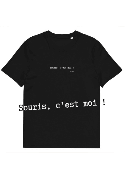T-shirt unisexe noir Eoz Créations Originales « Souris c’est moi » en coton biologique