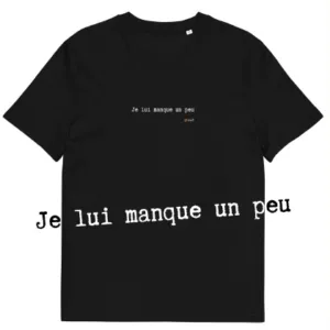 T-shirt unisexe noir Eoz Créations Originales « Je lui manque un peu » en coton biologique
