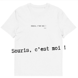 T-shirt unisexe blanc Eoz Créations Originales « Souris c'est moi » en coton biologique