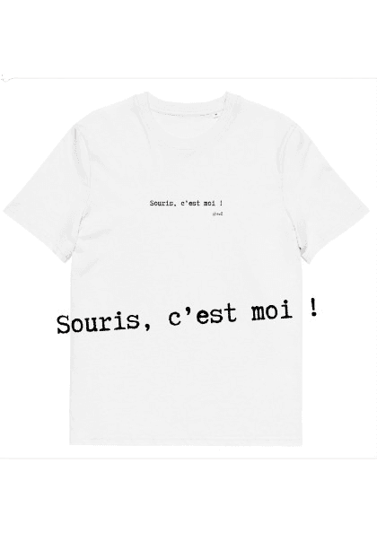 T-shirt unisexe blanc Eoz Créations Originales « Souris c'est moi » en coton biologique