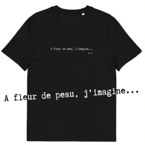 T-shirt unisexe noir Eoz Créations Originales « A fleur de peau » en coton biologique