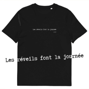 T-shirt unisexe noir Eoz Créations Originales « Les réveils font la journée » en coton biologique
