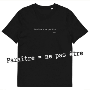 T-shirt unisexe noir Eoz Créations Originales « Paraître = ne pas être » en coton biologique