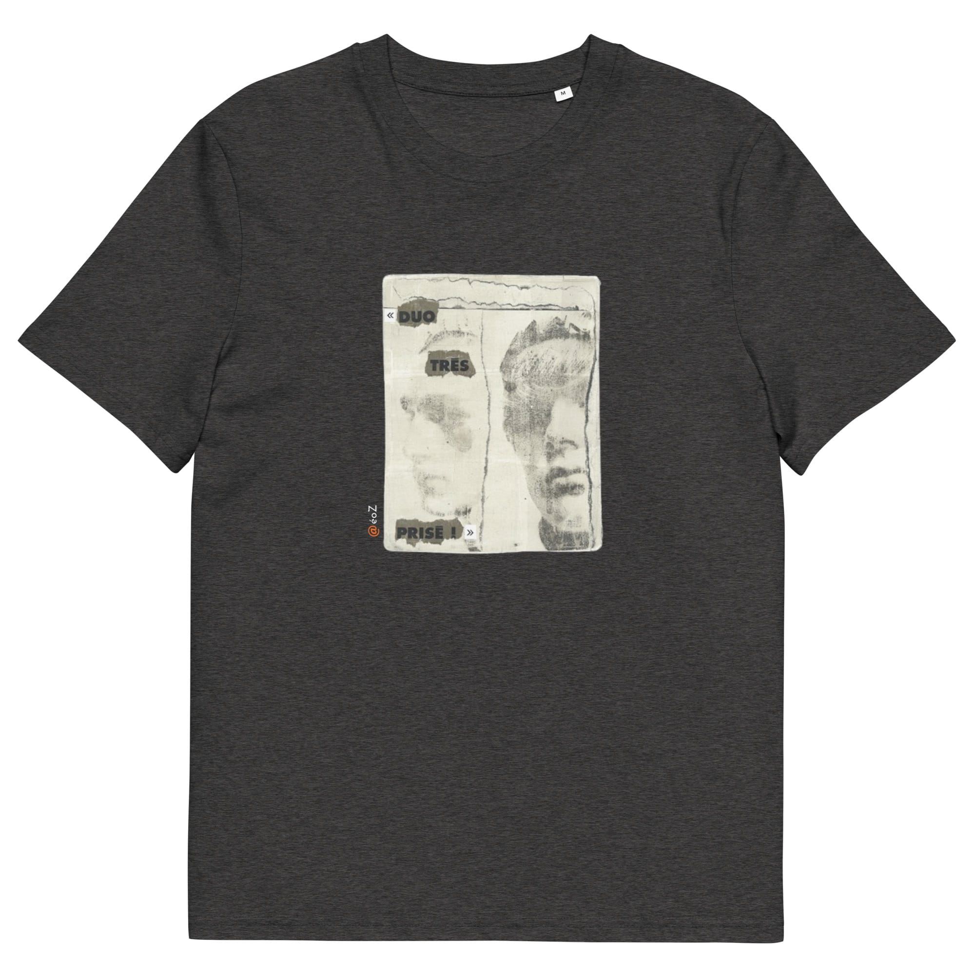 T-shirt unisexe gris foncé Eoz Créations Originales « Duo très prisé » en coton biologique
