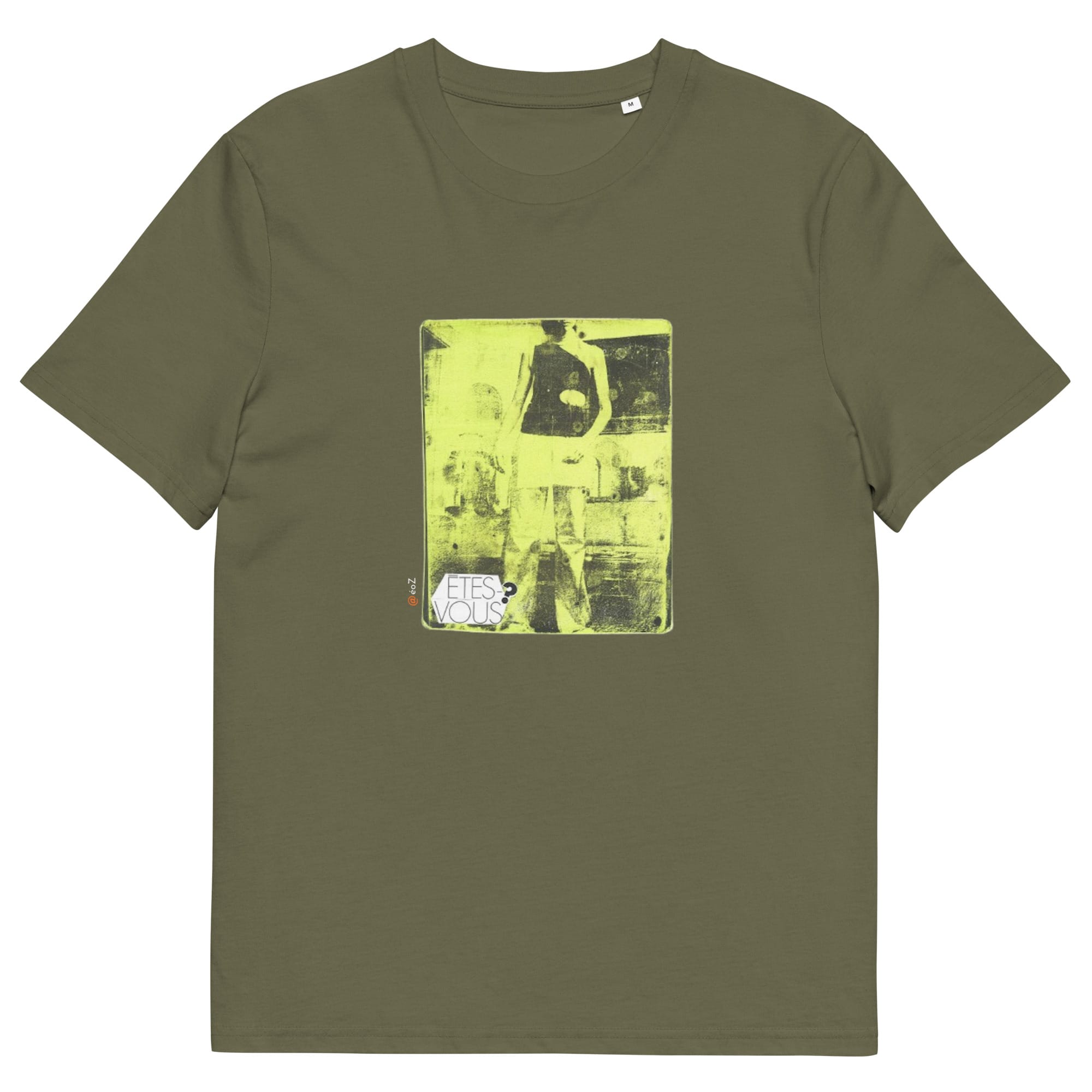 T-shirt unisexe kaki Eoz Créations Originales « Etes-vous ? » en coton biologique