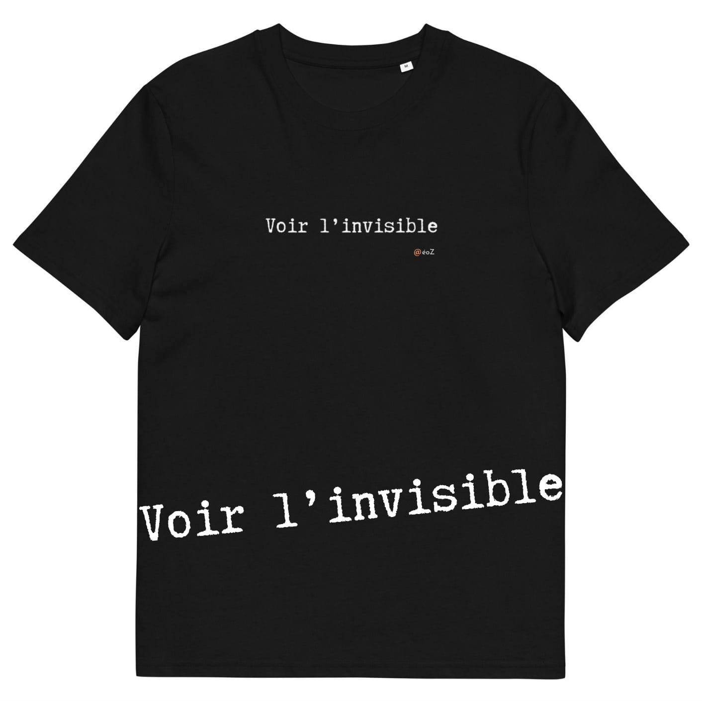 T-shirt unisexe noir Eoz Créations Originales «Voir l'invisible» en coton biologique