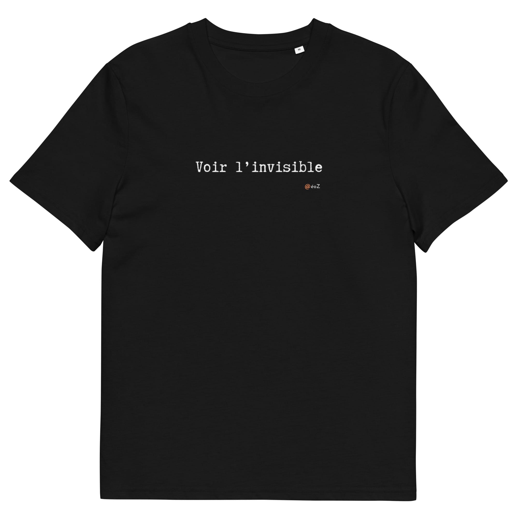 T-shirt unisexe noir Eoz Créations Originales «Voir l'invisible» en coton biologique